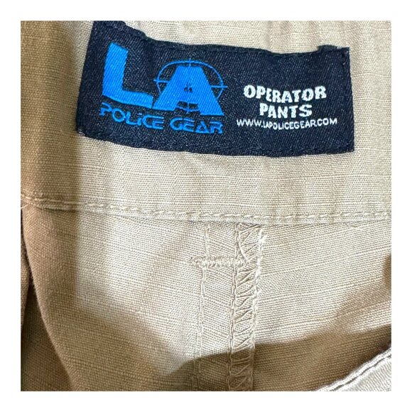 LA Police Gear Operator Cargo Tactical Pants 38x32  Khaki Cotton Blend Mens Wear - Picture 4 of 5